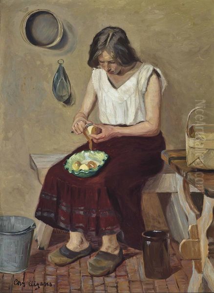 Peeling potatoes. - view 1