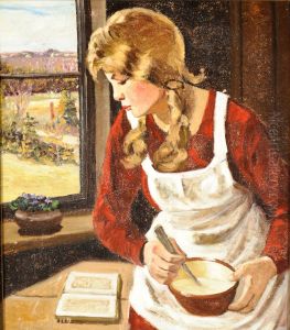A young woman reading. by Christian Aigens