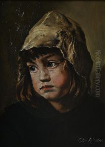 Portraet af pige med hue. by Christian Aigens
