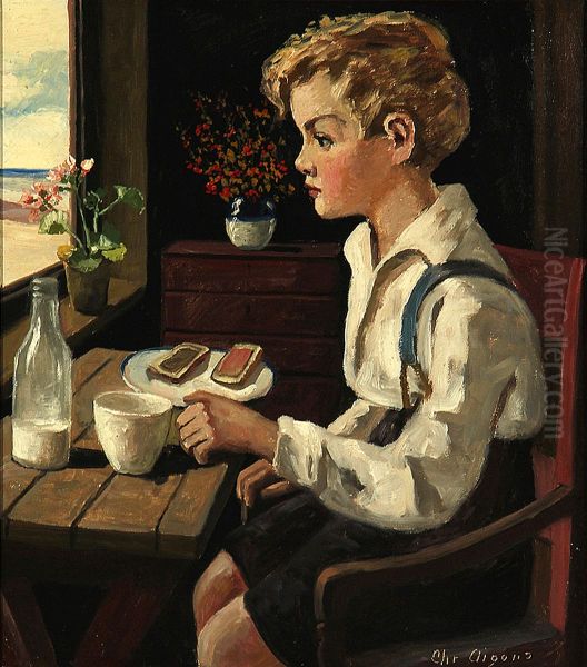 Portrait of a boy at a window. - view 1