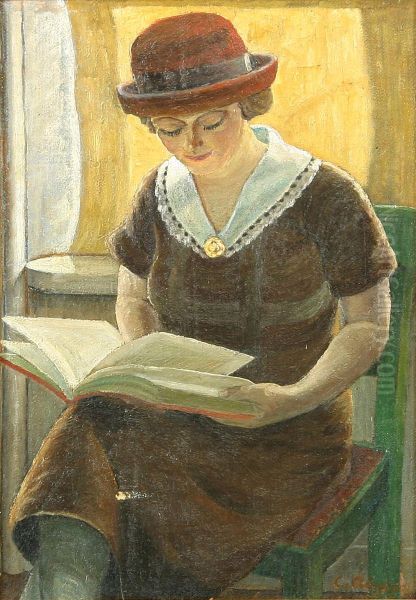 Portrait of a woman reading. - view 1