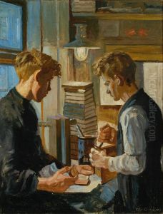 Vaerkstedsinterior. Tidlig Vintermorgen. Vaerkstedsinterior. Tidlig Vintermorgen.