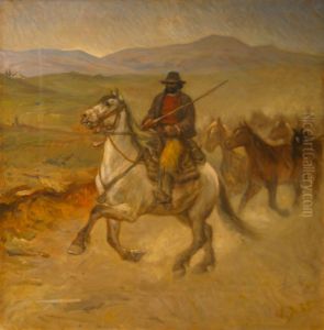 A horse trader with his pack in the Sabine Mountains.