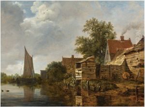A farmhouse beside a canal by Cornelis Gerritsz Decker