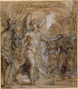 The angels conducting Lot out of Sodom by Jan Saenredam
