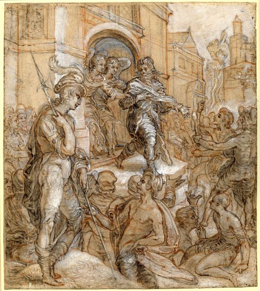 Lot rescued from the men of Sodom - view 1