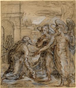 Lot receiving the angels by Jan Saenredam
