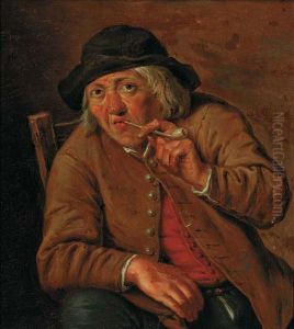A peasant smoking in an interior A peasant smoking in an interior