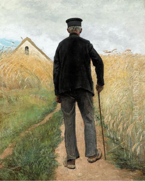 Walking in a rye field. - view 1