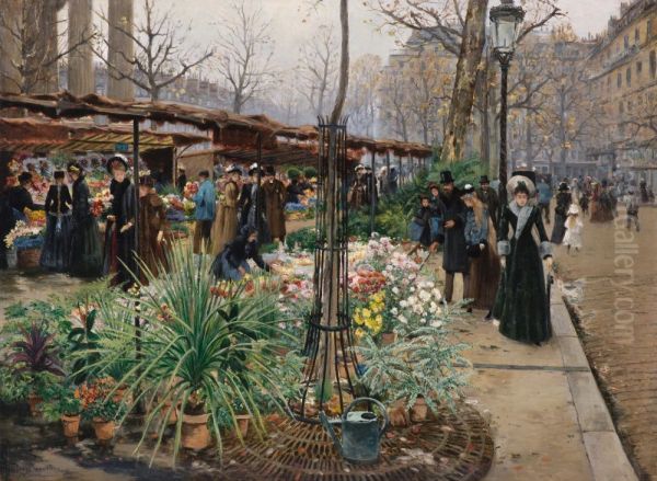 A Flower Market, Paris - view 1