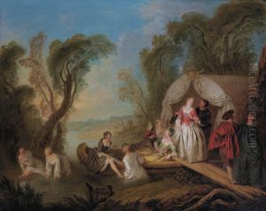 Fete galante - La barque de plaisir by Jean-Baptiste Pater