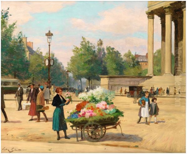Flower vendor before the Madeleine Church Paris - view 1
