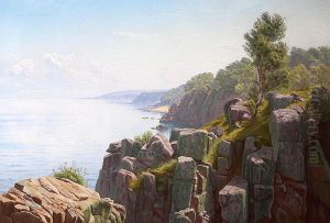 A beach scenery from Ro at Bornholm. by Johannes Herman Brandt