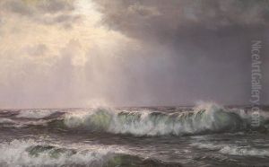 Breakers at the coast. by Johannes Herman Brandt