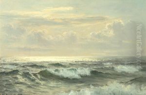 Seascape with breaking waves and fair weather. Seascape with breaking waves and fair weather.