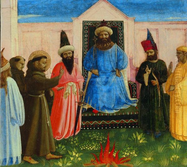 The Trial by Fire, St. Francis offers to walk through fire, to convert the Sultan of Egypt (Legenda maior, IX, 8) - view 1
