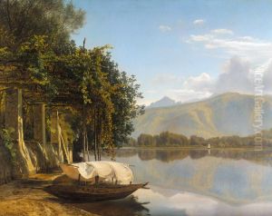 Lugano soen ved pont Tresa. by Janus Andreas Bartholin La Cour