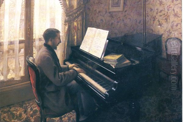 Young Man Playing the Piano (Martial Caillebotte) - view 1