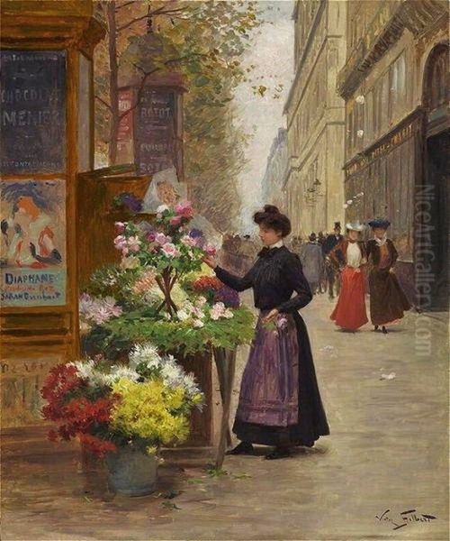 A flower seller on les Grands Boulevards - view 1