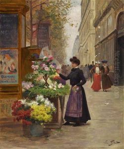 A flower seller on les Grands Boulevards A flower seller on les Grands Boulevards