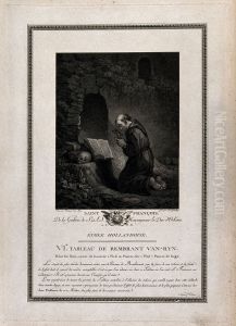 Saint Francis of Assisi, holding a crucifix, kneeling in by Heinrich Guttenberg