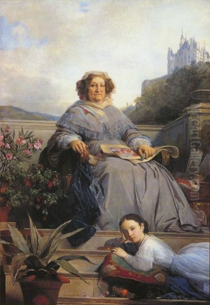 Portrait de la veuve Clicquot, nee Ponsardin et de son arriere petite-fille, Anne de Mortemart - view 1