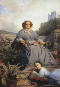 Portrait de la veuve Clicquot, nee Ponsardin et de son arriere petite-fille, Anne de Mortemart by Leon Cogniet