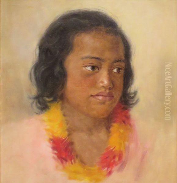 Girl with Feather Lei - view 1