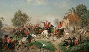 Reiterschlacht vor dem Dorf by Emil Hunten