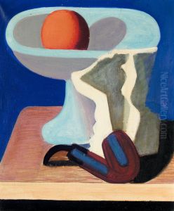 Opstilling Med Pibe og Appelsin. by Vilhelm Lundstrom