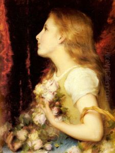 A Young Girl with a Basket of Flowers A Young Girl with a Basket of Flowers