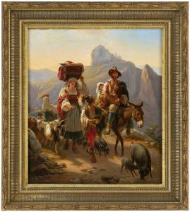 Italian peasant family, coming down from the mountain