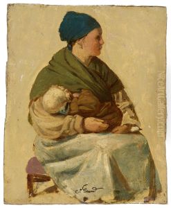 Sitzende Frau mit Kind (Studie) by Johann Grund