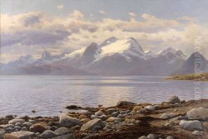 Fjord Landscape in Norway (Summer on the Lijngen-Fjord) by Karl Paul Themistokles von Eckenbrecher