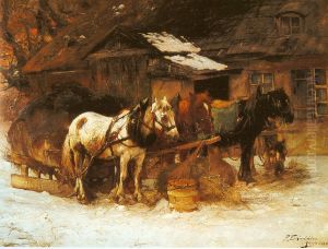 Pferdeschlitten vor der Walke