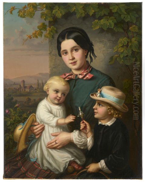 Portrait of a Young Woman with Two Children - view 1