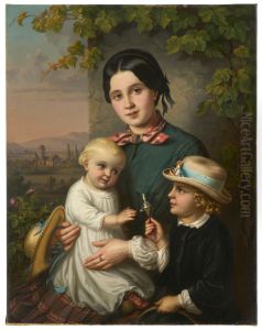 Portrait of a Young Woman with Two Children Portrait of a Young Woman with Two Children