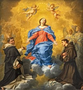 The Immaculate Conception between Saint Vincent Ferrier and Saint Anthony of PaduaFrancais:L'Immaculee Conception entre saint Vincent Ferrier et saint Antoine de PadoueItaliano:L'Immacolata Concezione tra San Vincenzo Ferrier e Sant'Antonio da Padova by Donato Creti