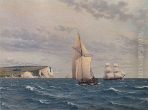The Southern part of the Cliffs of Mon seen from the Sea. by Christoffer Wilhelm Eckersberg