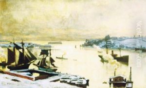 Varhaistalvi Helsingin Etelasatamassa by Albert Edelfelt