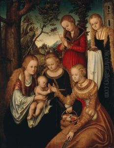 Maria mit dem Jesusknaben und den Heiligen Katharina, Dorothea, Margaretha und Barbara (Sogenannte 'Verlobung der Hl. Katharina')