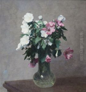 White and Pink Mallows in a Vase by Henri Fantin-Latour
