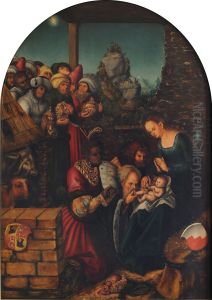 Die Anbetung der Heiligen Drei Konige by Lucas Cranach the Elderand workshop