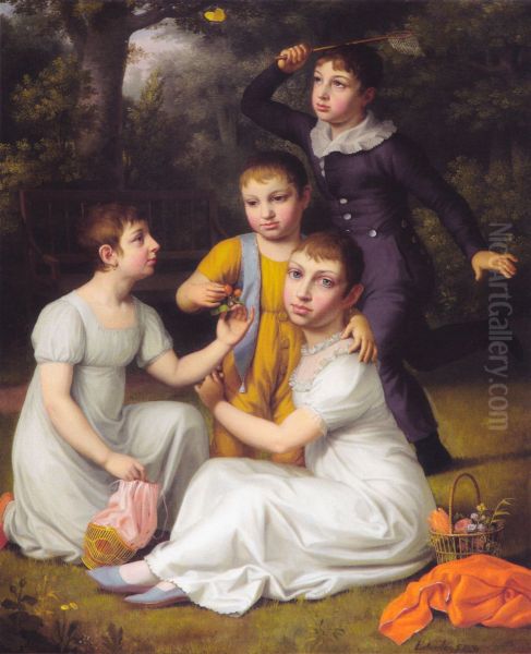 Portrait of Johannes Sobotker's four oldest children in Hummeltofte. - view 1
