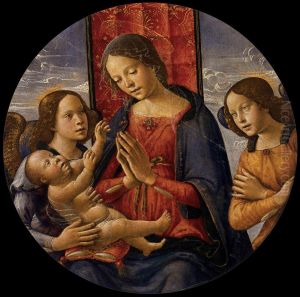 Virgin Adoring the Child with Two Angels by Domenico Ghirlandaioand workshop