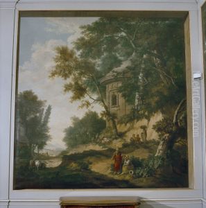 Dune landscape with elegant company and folly, 1770 by Jurriaen Andriessen