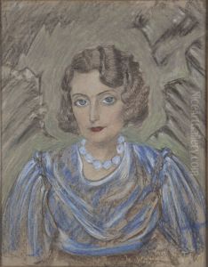 Portrait of Maria Choroszewska in a blue dress Portrait of Maria Choroszewska in a blue dress