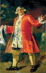 Richard Mayr im Kostum des Ochs auf Lerchenau by Anton Faistauer