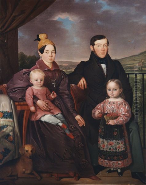 Sensengewerke Christoph Conrad Weinmeister am Windfeld mit Frau Josefa Serafina Weinmeister, geb. Moser und Kindern Carl und Theresia - view 1