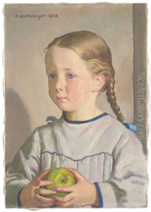 Monika with an apple by Ernst Wurtenberger
